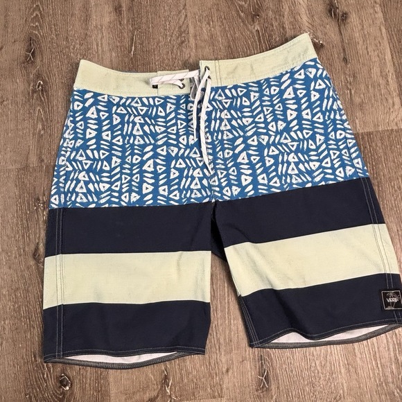 Vans Other - Vans Off The Wall Positive Vibe Warriors Mens 32 Blue Geometric 9" Board Shorts